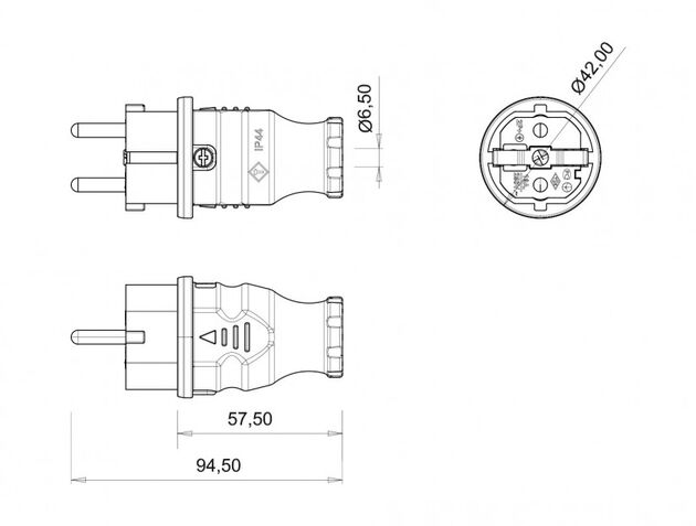 1X16A 220V SİYAH KAUÇUK DÜZ FİŞ BEMİS