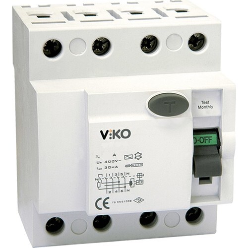 Viko - 4X40A 30MA KAÇAK AKIM 6KA A TİPİ KİTNENEBİLİR VİKO