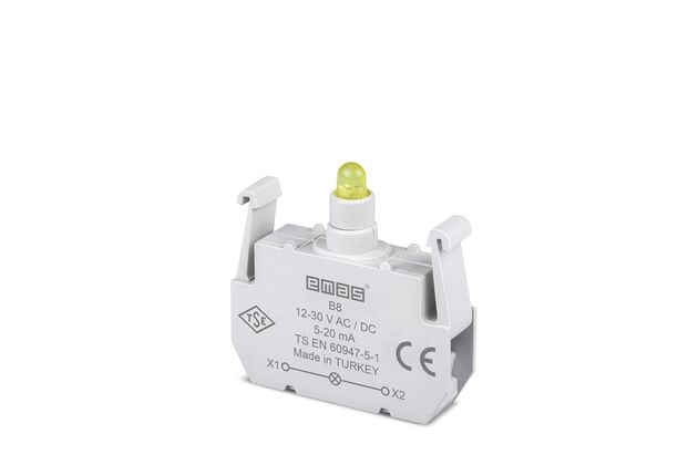 Emas B8 Ledli Sinyal Blok Sarı 12-30V AC/DC 