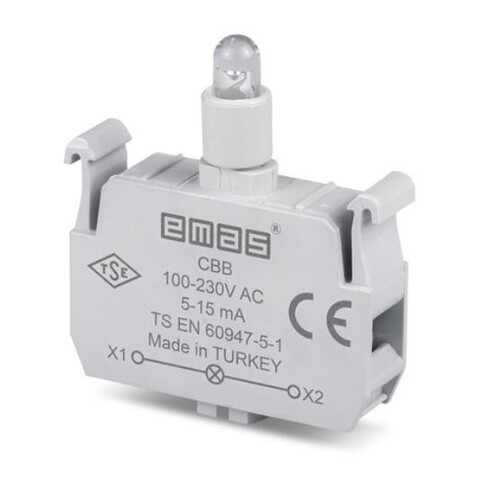 EMAS - Emas LED'li 100-230V AC Beyaz Sinyal Blok CBB