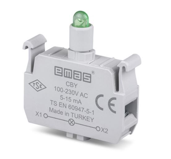 Emas LED'li 100-230V AC Yeşil Sinyal Blok CBY