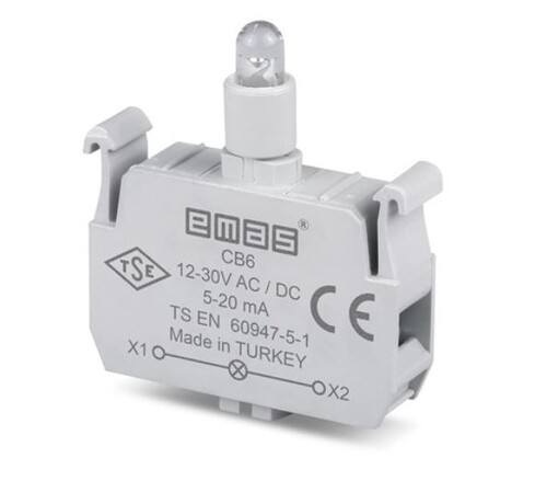 EMAS - Emas LED'li 12-30V AC/DC Kırmızı Sinyal Blok CB6