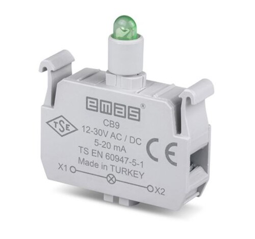 EMAS - Emas LED'li 12-30V AC/DC Yeşil Sinyal Blok CB9