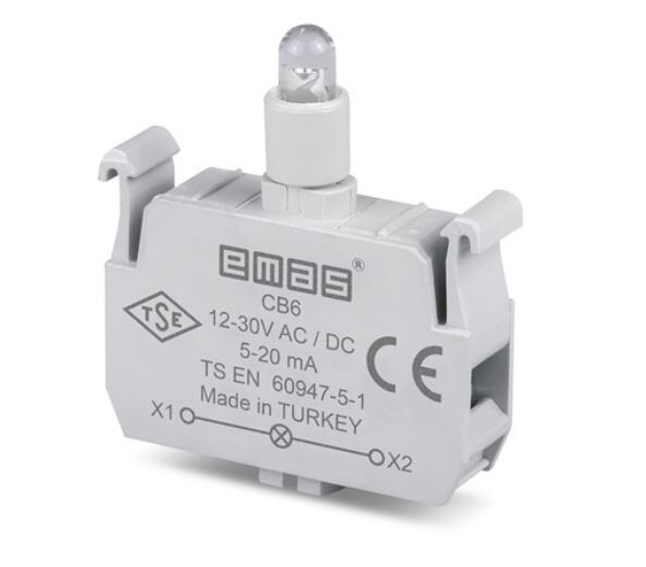 Emas LED'li 12-30V AC/DC Kırmızı Sinyal Blok CB6