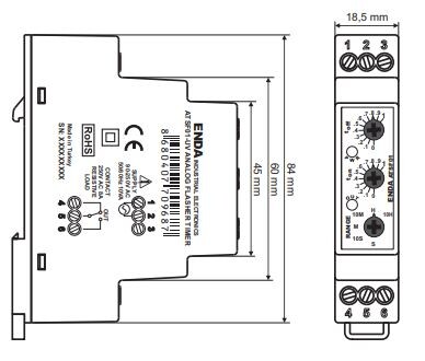 ENDA - Enda 24V AC-DC Ray Tipi Flaşör Analog Zaman Rölesi ATSF01-LV