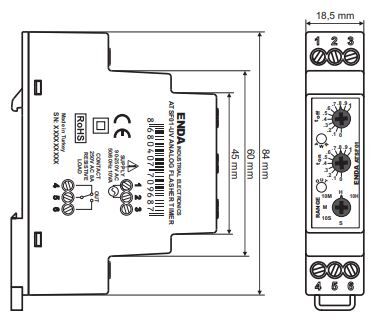 Enda 24V AC-DC Ray Tipi Flaşör Analog Zaman Rölesi ATSF01-LV