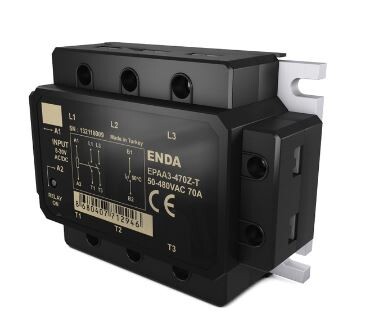 ENDA - Enda 480V AC 3X25A Trifaze Tetiklemeli Ray Montajlı Solid State Röle EPAA3-425Z