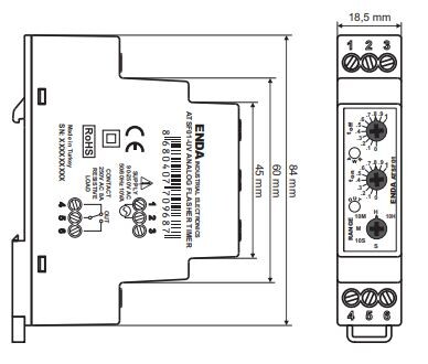 ENDA - Enda 90-250V AC Ray Tipi Flaşör Analog Zaman Rölesi ATSF01-UV