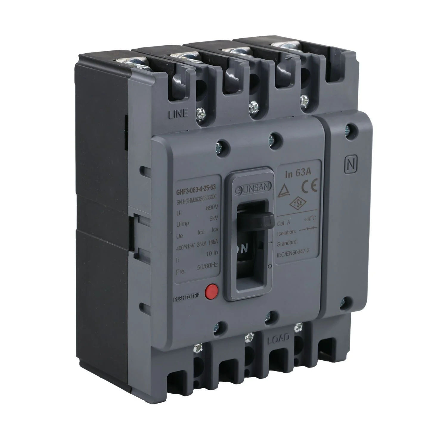 Günsan 3P 63A 25kA Sabit Tip Kompakt Şalter GHF3063-32563