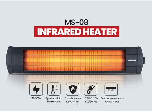 Marsstar 2500W Duvar Tipi İnfrared Elektrikli Isıtıcı MS-08 - Thumbnail