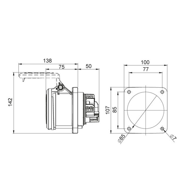 Mete Enerji 4x63A IP44 Düz Makine Prizi 406530