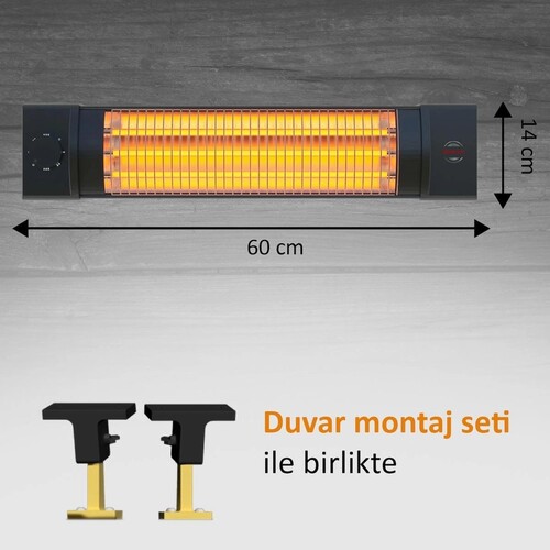 Mirkraft 1800W Quartz İnfrared Elektrikli Isıtıcı MT-5252 - Thumbnail