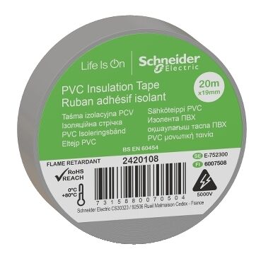 Schneider İzole Bant 19 mm x 20 metre Gri 2420108