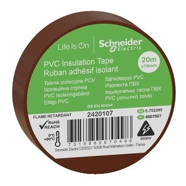 Schneider İzole Bant 19 mm x 20 metre Kahve 2420107