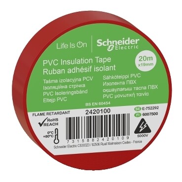 Schneider - Schneider İzole Bant 19 mm x 20 metre Kırmızı 2420100