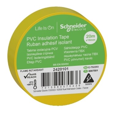 SCHNEIDER - Schneider İzole Bant 19 mm x 20 metre Sarı 2420101