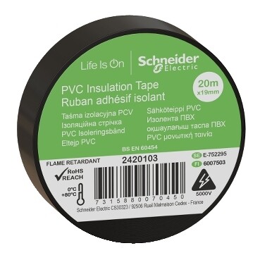 SCHNEIDER - Schneider İzole Bant 19 mm x 20 metre Siyah 2420103