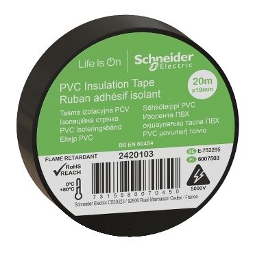 Schneider İzole Bant 19 mm x 20 metre Siyah 2420103