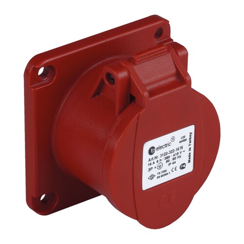 TPLAST - TP Electric 5X32A Makine Prizi Düz Vidalı IP44 75X75 CEE 3107-322-1675