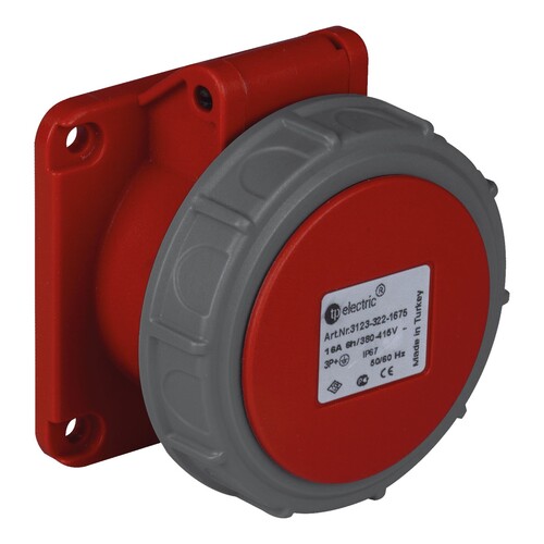 TPLAST - TP Electric 5X32A Makine Prizi Düz Vidalı IP67 75X75 CEE 3108-322-1675
