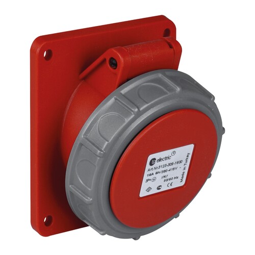 TPLAST - TP Electric 5X32A Makine Prizi Eğik Vidalı IP67 83X90 CEE 3108-309-1600
