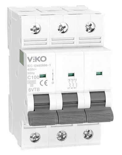 VİKO - Viko 3x100A C tipi 6kA Otomatik Sigorta 6VTB-3C100